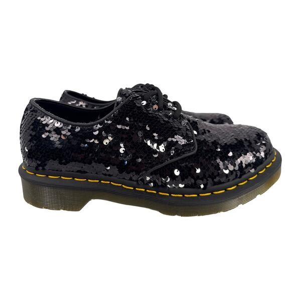 Dr. Martens 1461 Oxford Shoes Sequins  Women's 8 EU39 Black Silver 3 Eye RARE - Picture 3 of 12